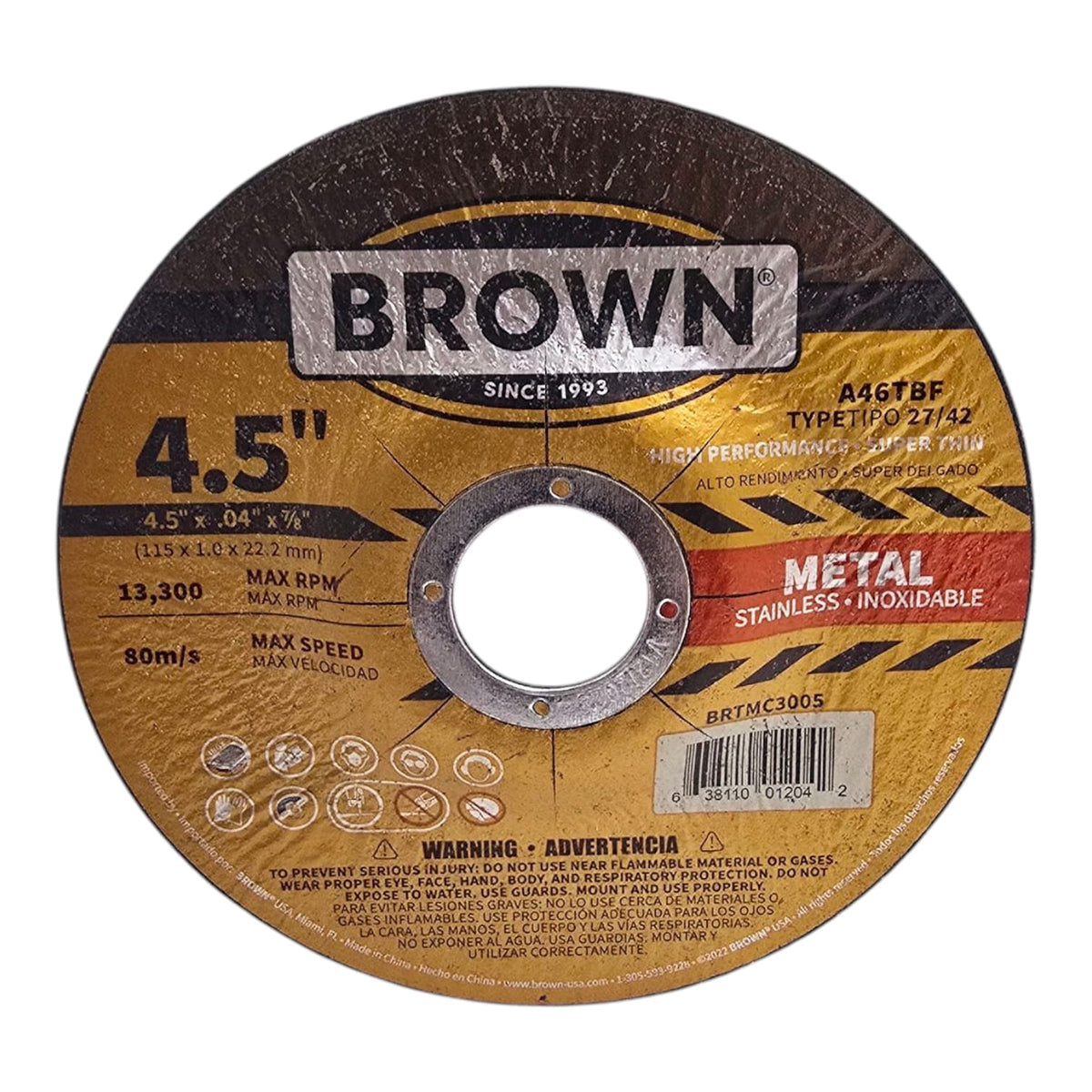 BROWN USA Disc 4.5" X 0.4" Metal Cutting BRTMC3005