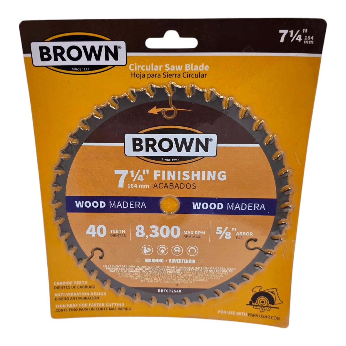 BROWN USA Blade Circle Saw 7 1/4"X 40T Carbide BRTC72540