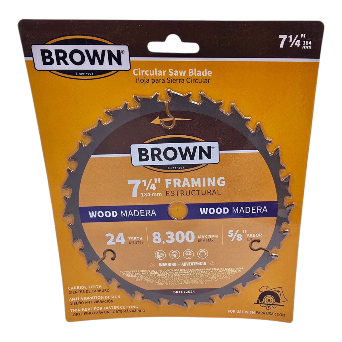 BROWN USA Blade Circle Saw 7 1/4"X 24T Carbide BRTC72524