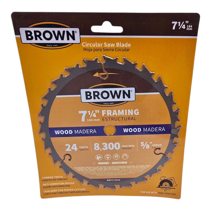 BROWN USA Blade Circle Saw 7 1/4"X 24T Carbide
