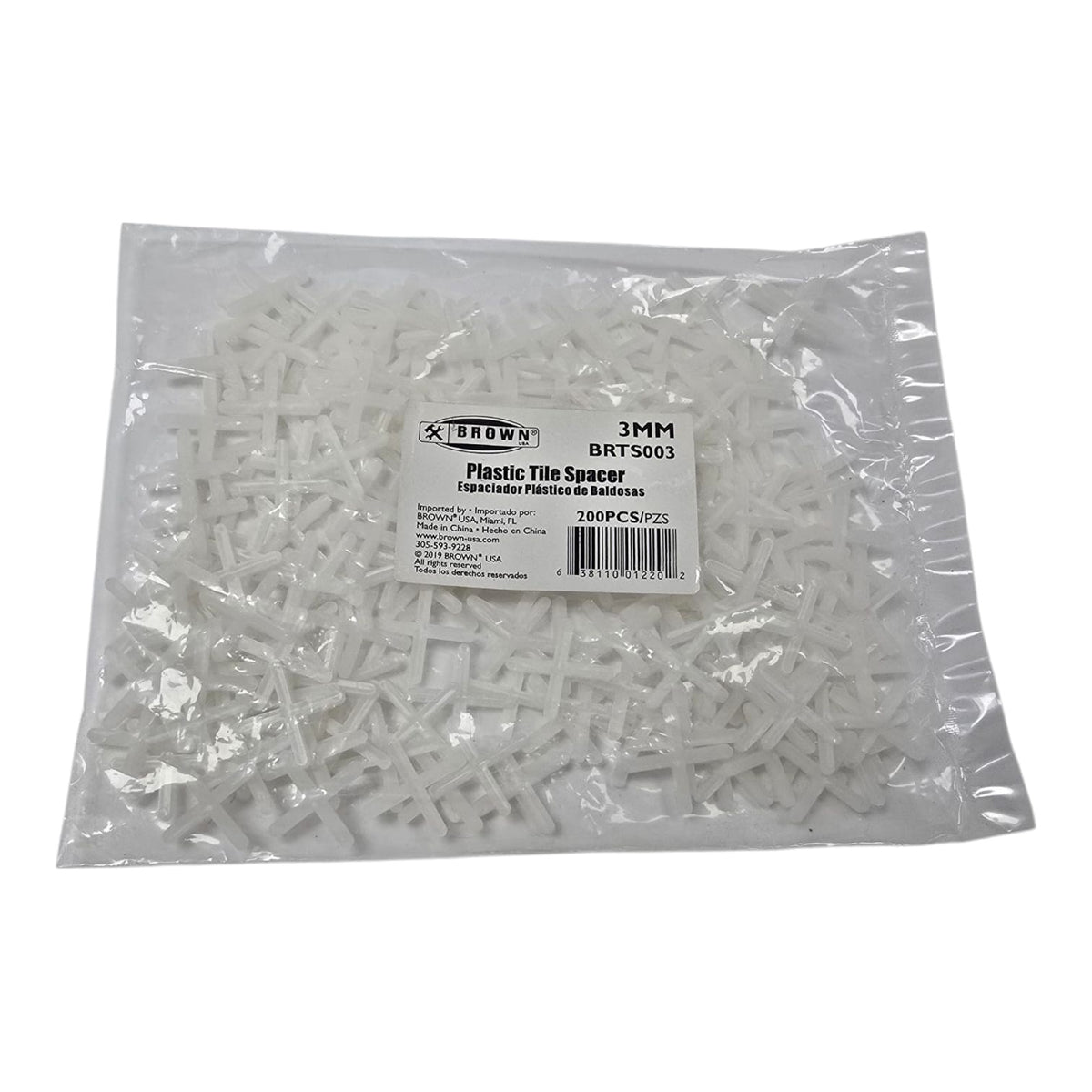 BROWN USA Tile Spacers 3MM Plastic 200PCS BRTS003