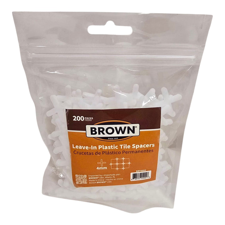 BROWN USA Tile Spacers 4MM Plastic 200PCS BRTS004