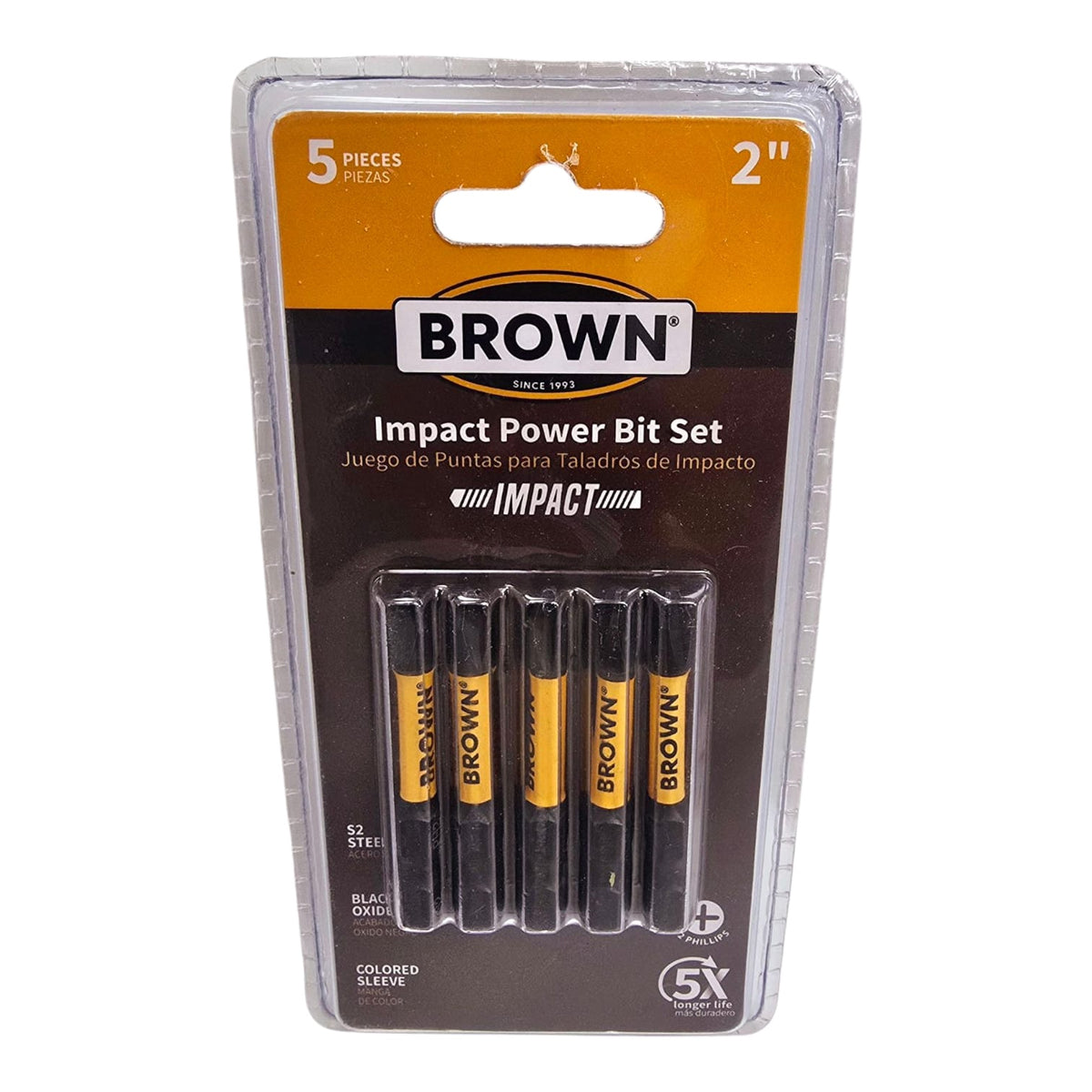 BROWN USA Impact Power Bit 2" 5PCS Pk BRB3502M