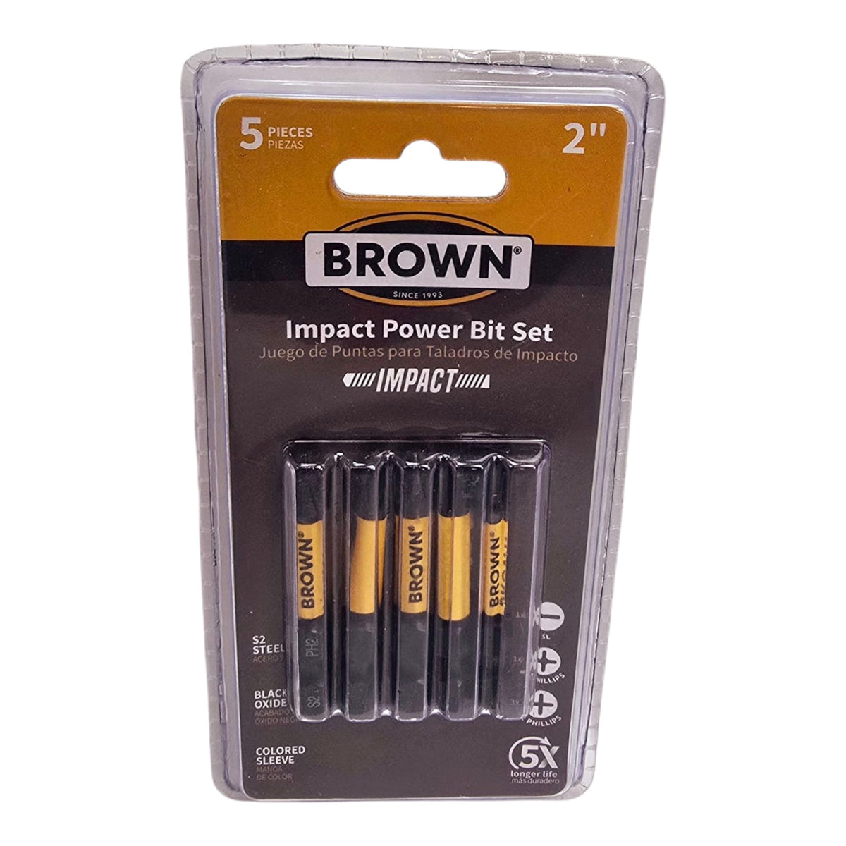BROWN USA Impact Power Bit 2" 5PCS Pk BRB3500M