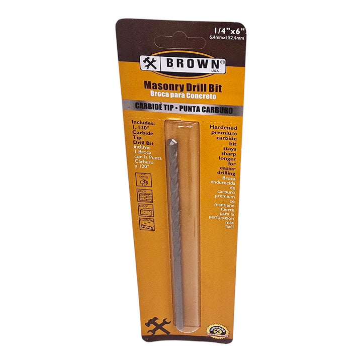 BROWN USA Drill Bit Masonry 1/4" X 6" Carbide BR1217