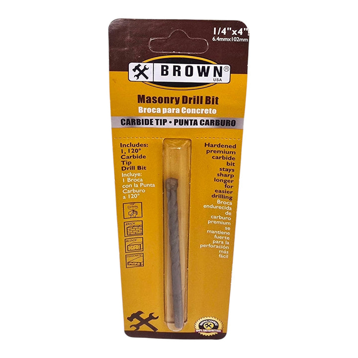 BROWN USA Drill Bit Masonry 1/4" X 4" Carbide BR1216