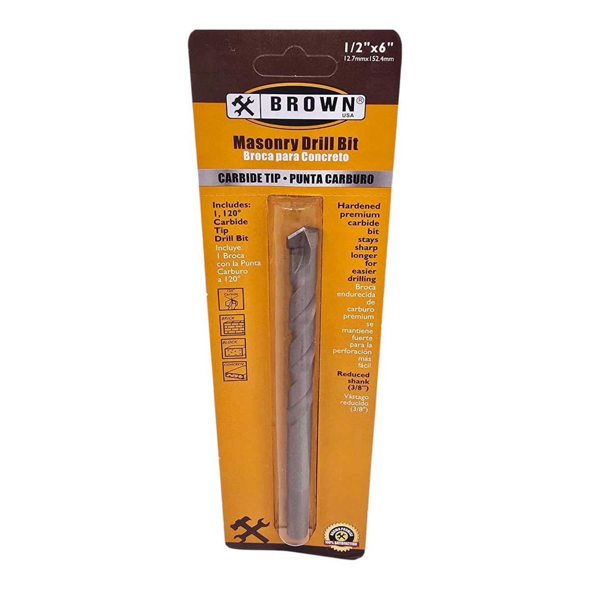 BROWN USA Drill Bit Masonry 1/2" X 6" Carbide BR1232