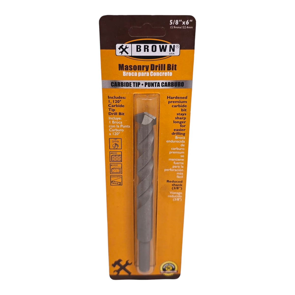BROWN USA Drill Bit Masonry 5/8" X 6" Carbide BR1240