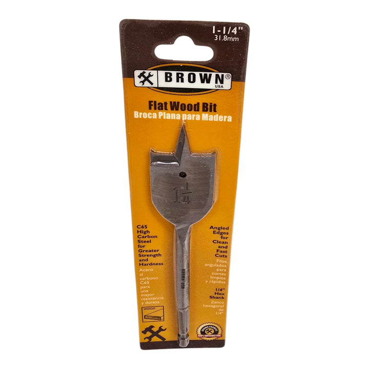 BROWN USA Drill Bit Flat Wood 1 1/4" Brown FWB0114
