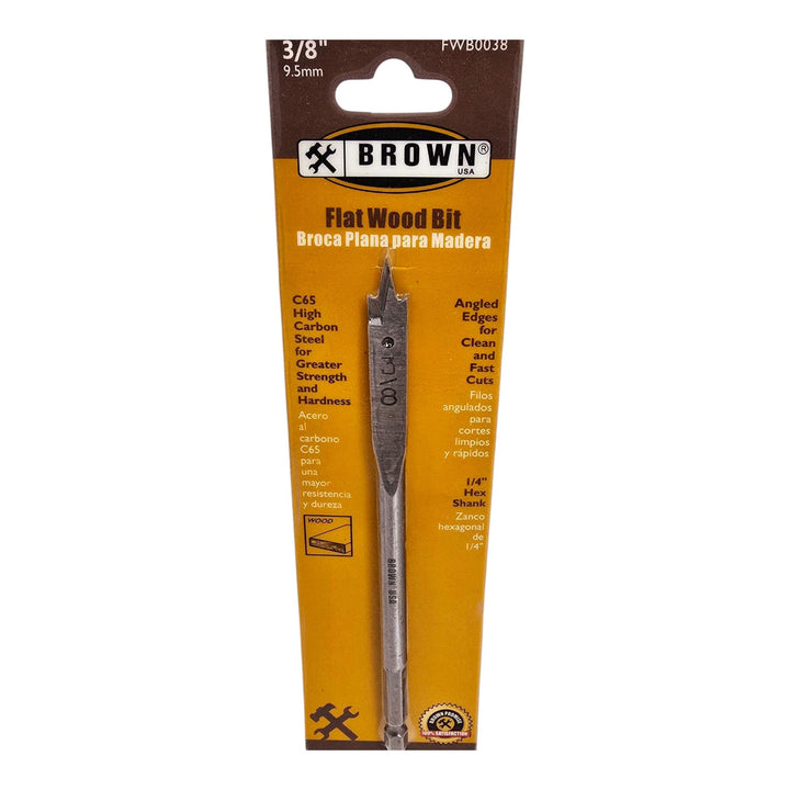 BROWN USA Drill Bit Flat Wood 3/8" FWB0038