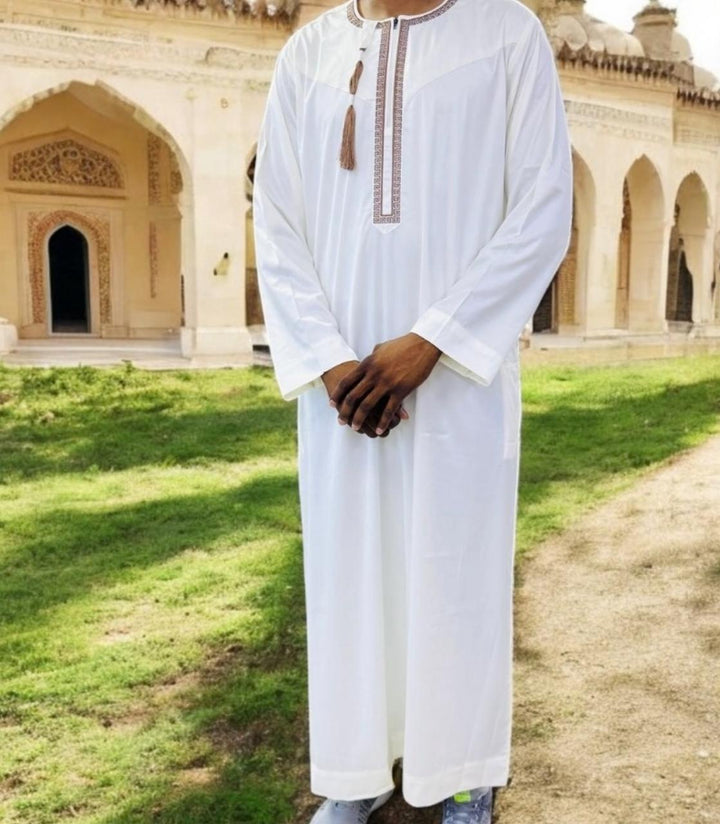 Gown Thobe Men Embroidery Tassle Sizes 50 - 60 Assorted Colors
