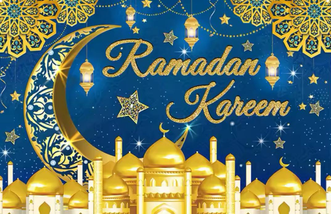 Eid / Ramadan Decor Backdrop White / Blue Ramadan Kareem
