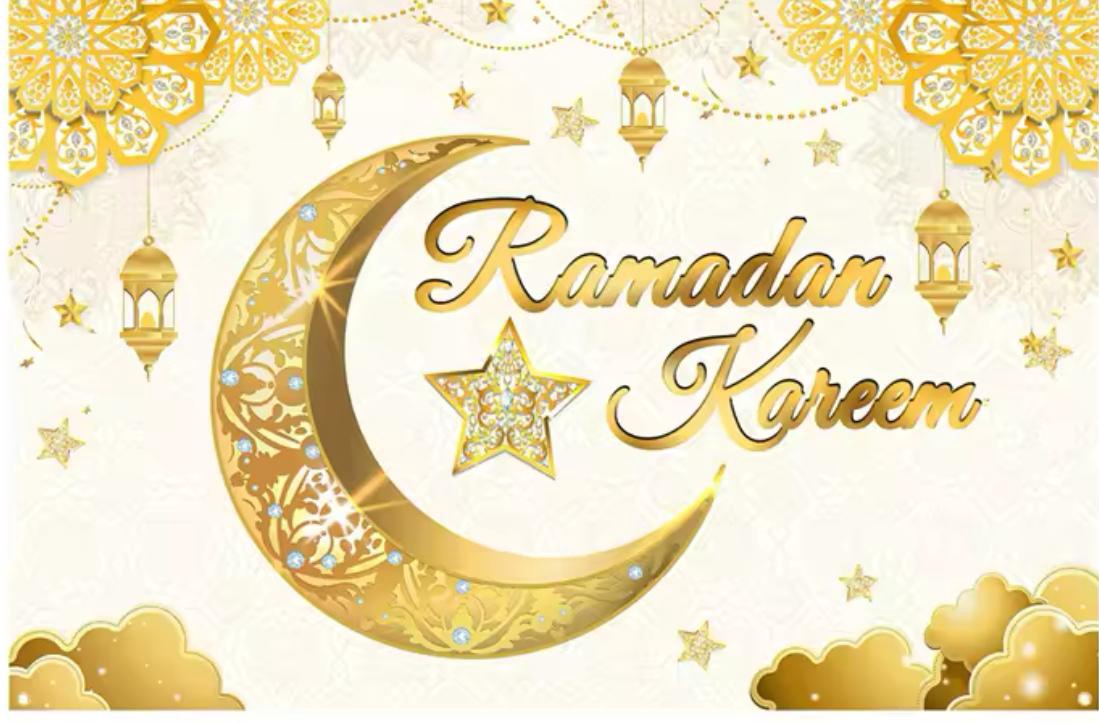 Eid / Ramadan Decor Backdrop White / Blue Ramadan Kareem