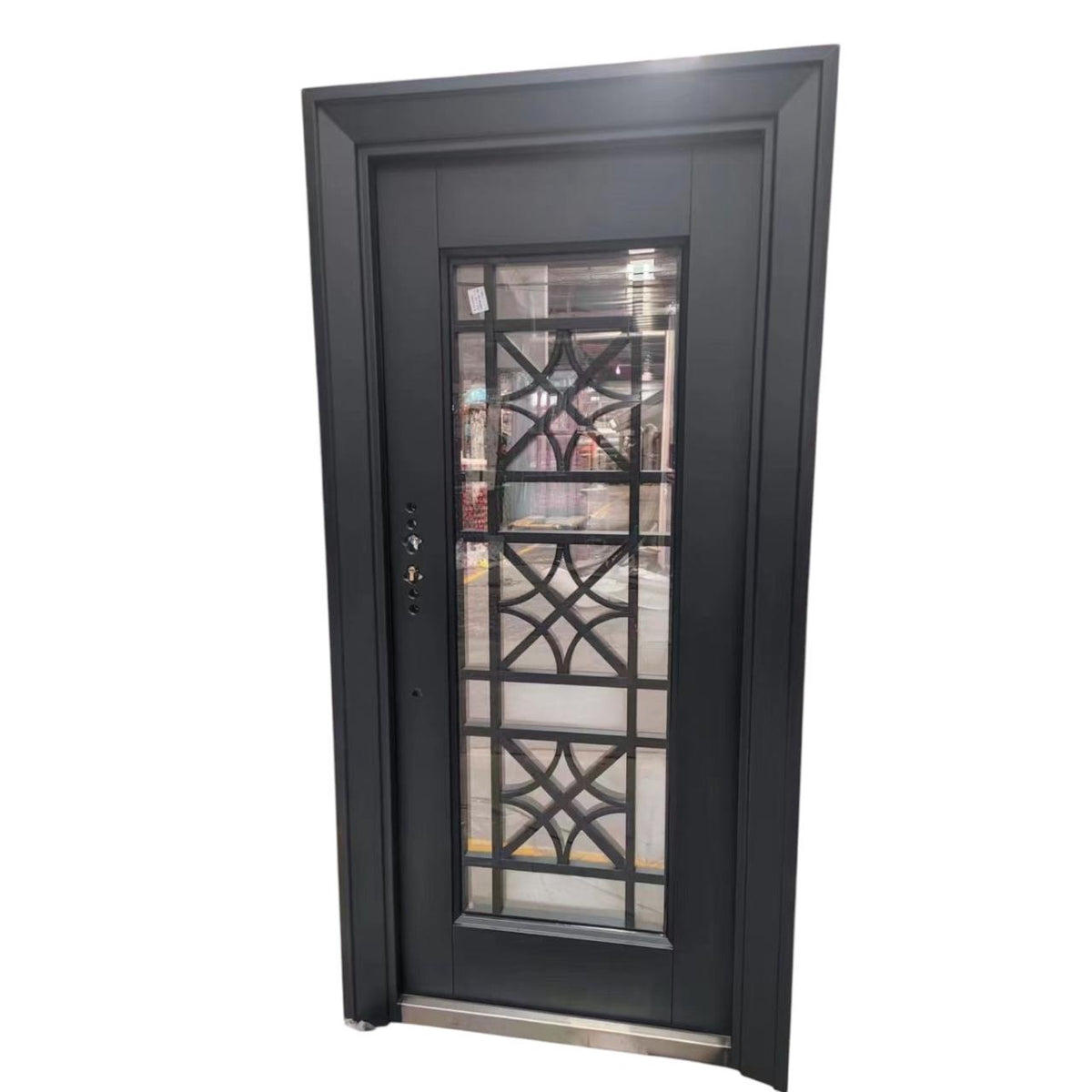 Door Metal Single Black Design W/GLASS #501 2050X960
