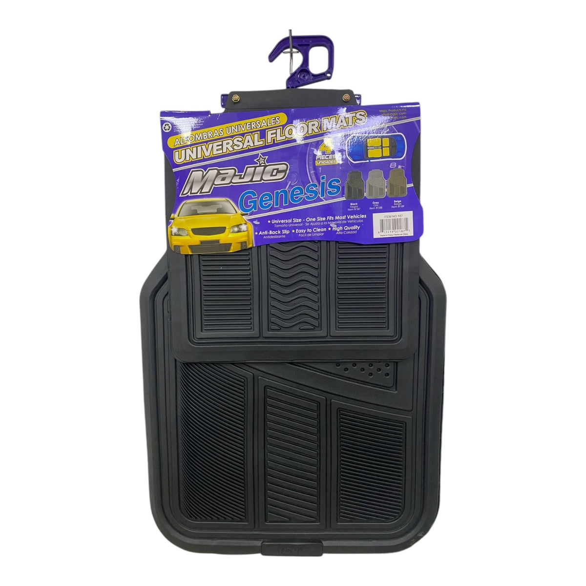 MAJIC Car Mat Universal 187 Genesis 4PCS Rubber Black 4-SEATERS +