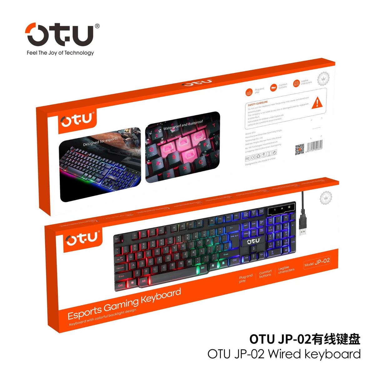 OTU Computer Keyboard JP-02 USB Esports Gaming Colorful Backlight