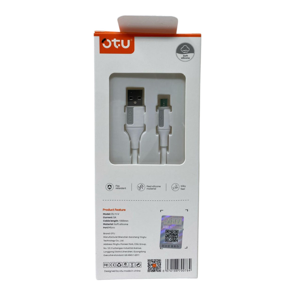 OTU Charger Cable USB DL11-V Micro 5A Fast Charging Data Cable Soft Silicone