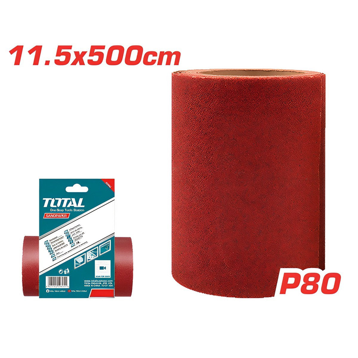 TOTAL Sand Paper Roll 11.5 X 500 CM P80 TAC760804