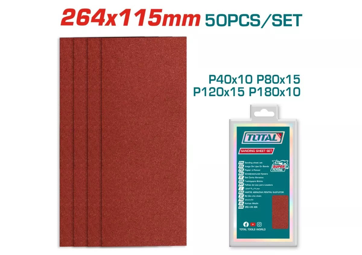 TOTAL Sanding Sheet 50PCS Set 264X115 MM TAC749261151