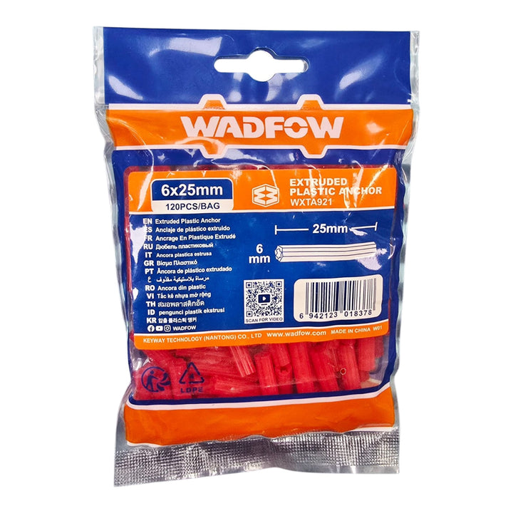 WADFOW Wall Plug Red 6 X 25MM WXTA921 120PCS/BAG