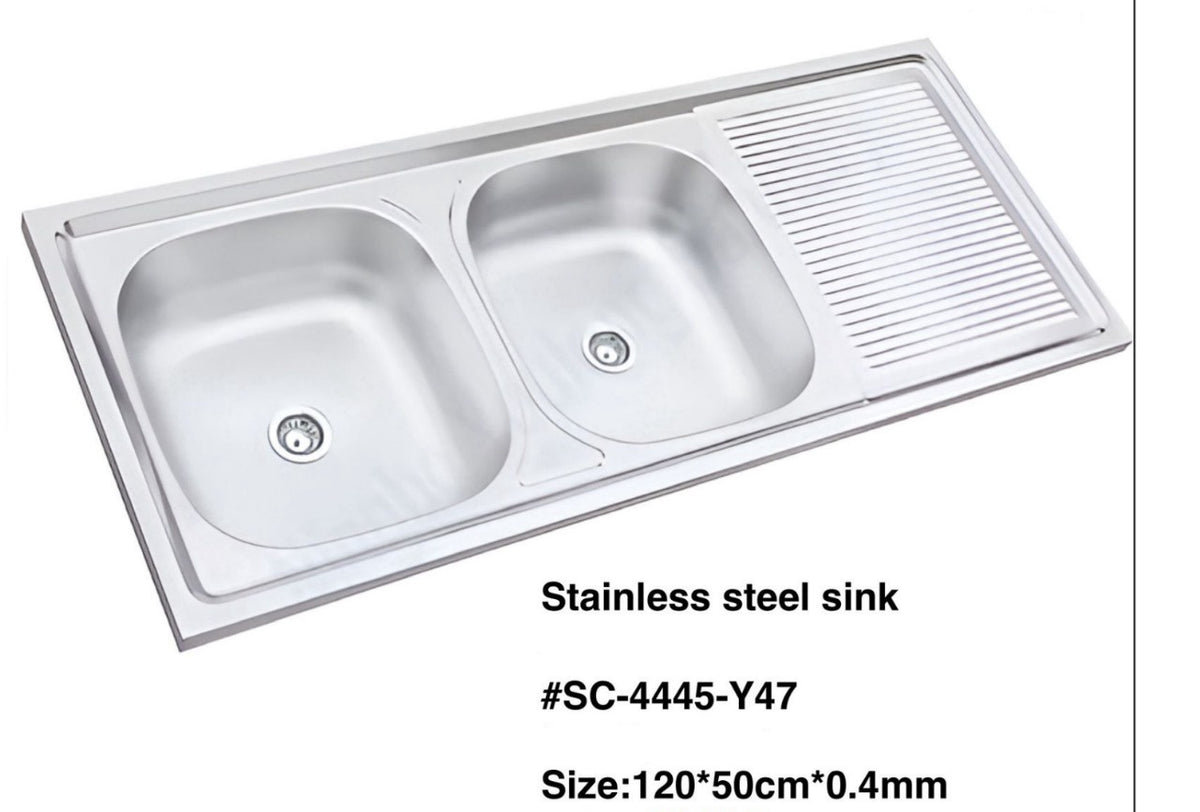SINK D/BOWL S/DRAIN 47" X 19.5" X 5" 120X50CM SC-4445-Y47 (No Waste)