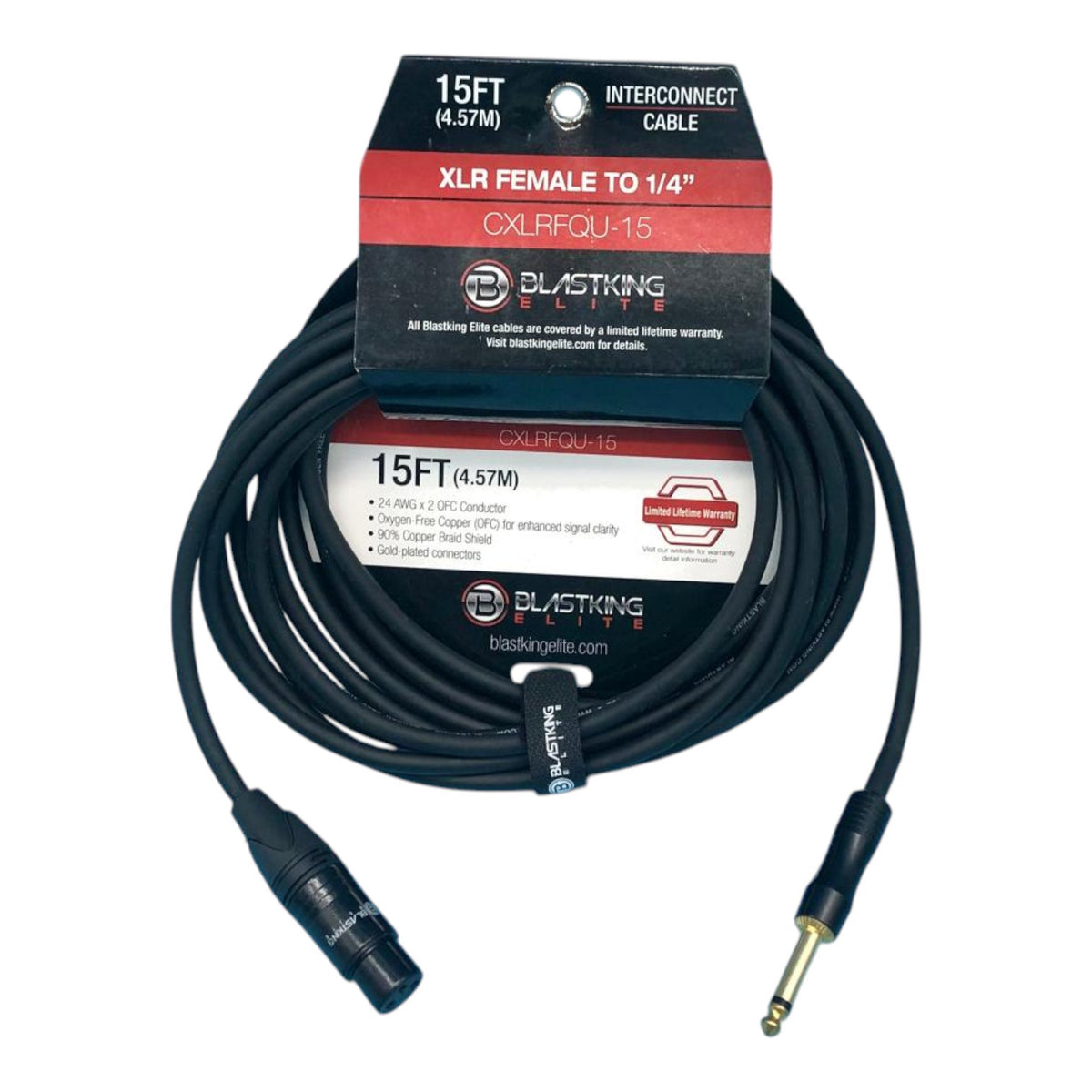 BLASTKING Lead Xlr Female to 1/4 Male Mono 15' IBKE-CXLRFQU-15