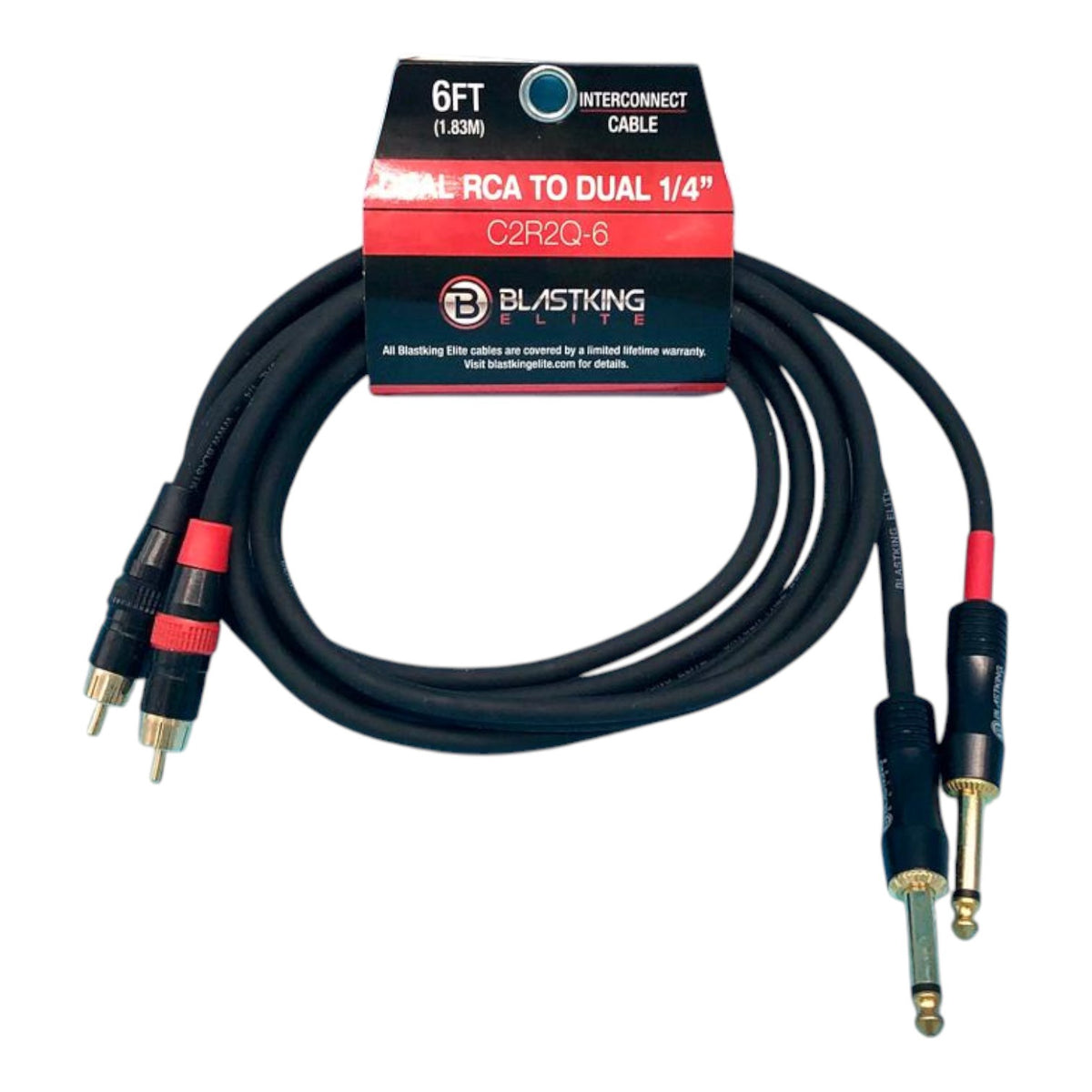 BLASTKING Lead 2 1/4 Male Mono to 2 Rca Male 6' IBKE-C2R2Q-6