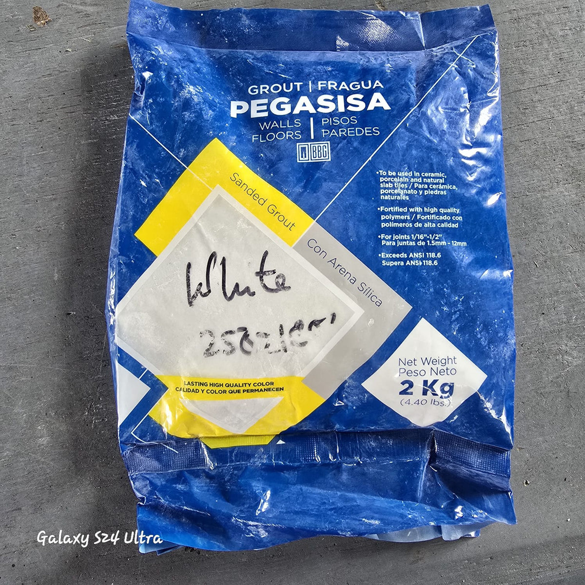 Tile Grout Pack 2KG White Sanded Pegasisa