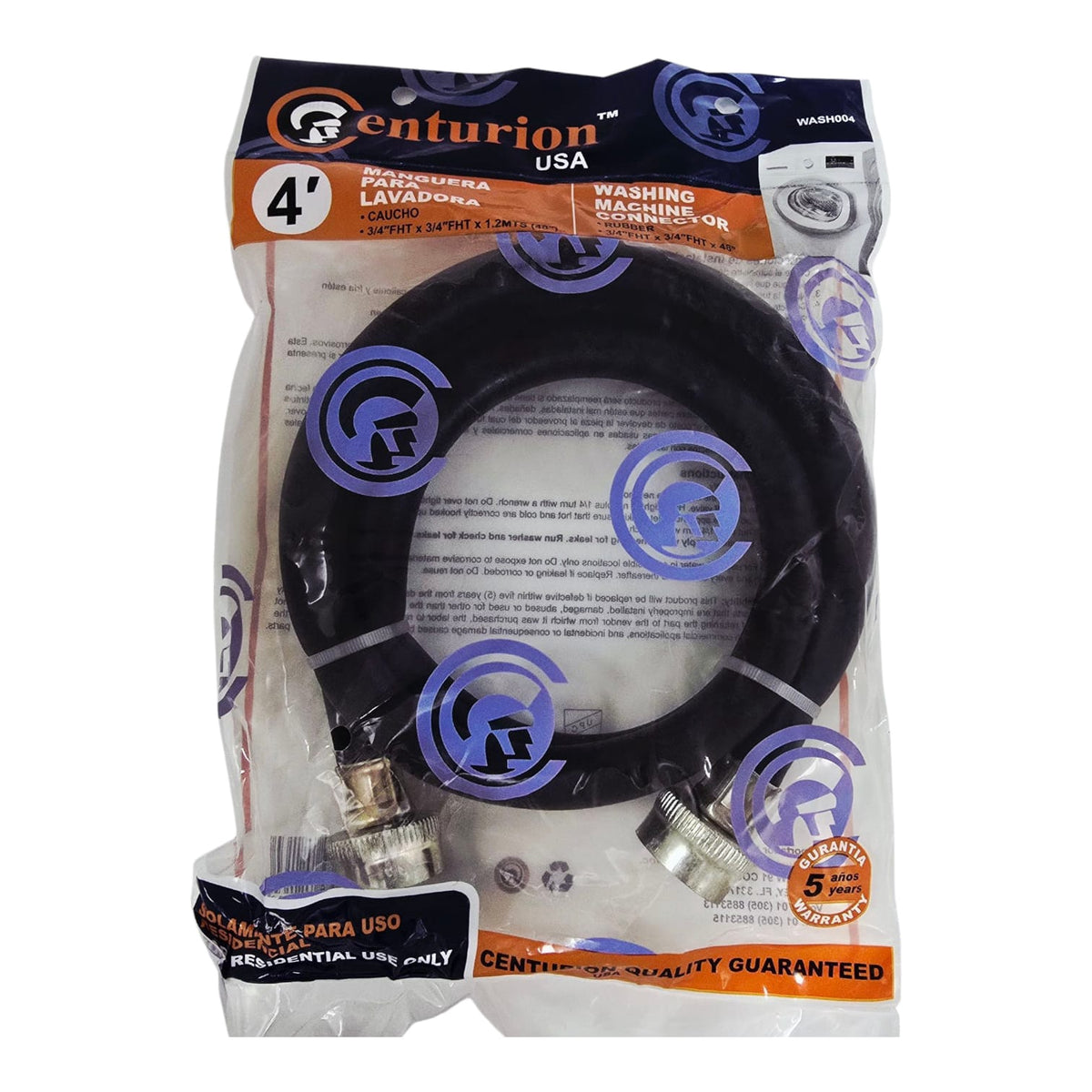 CENTURION Washing Machine Connector Hose Inlet 3/4"X48" WASH004
