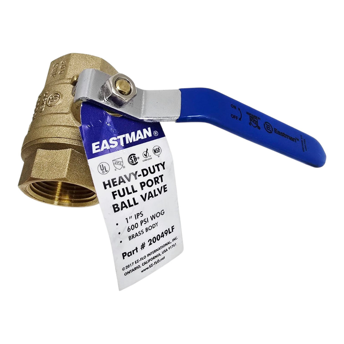 EASTMAN Lever Valve 1" #20049LF Heavy Duty Brass