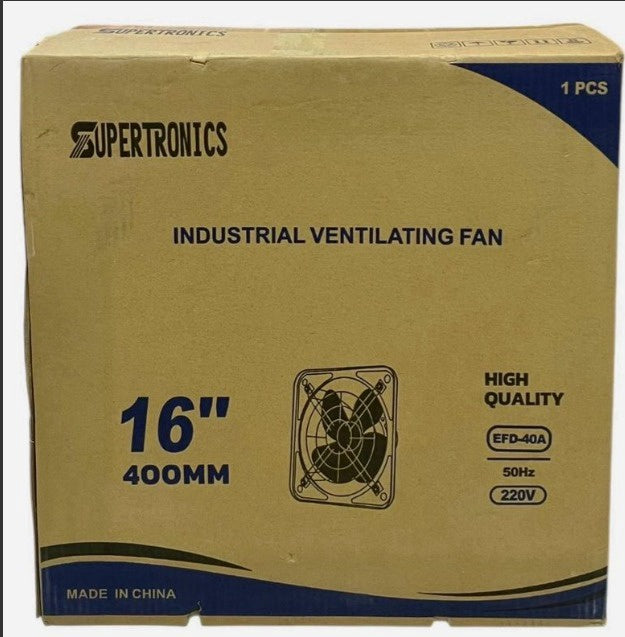 SUPERTRONICS Fan Industrial Ventilating 16" 220V 50HZ 100W EFD-40A