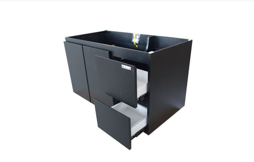 WOLLATON Bathroom Cabinet Wall Hung Black 2 Doors 2 Draws PVC 34.6"X18"X19.7" GNC-WHB900