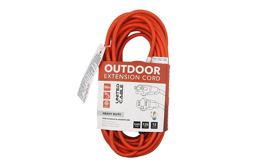 UNITED CABLE Extension Cord Outdoor 50FT Orange Heavy Duty UCU201PRO-50FT