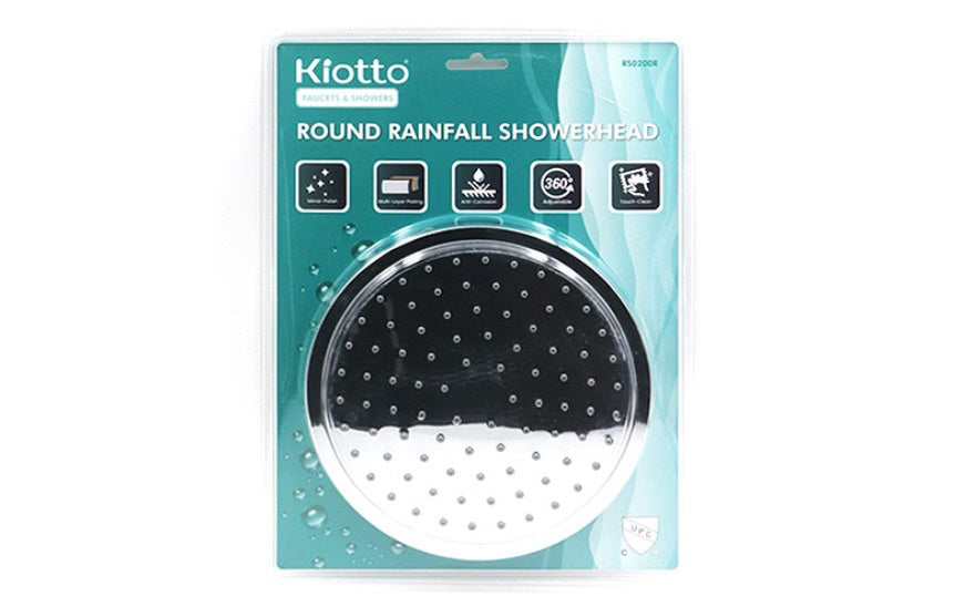 KIOTTO Shower Head Rainfall Round 8" Chrome RS0200R