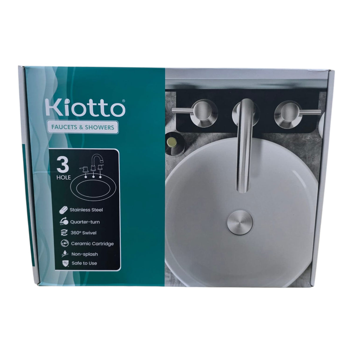 KIOTTO Faucet Bathroom Double Handle Chrome LNF-K13B3042C