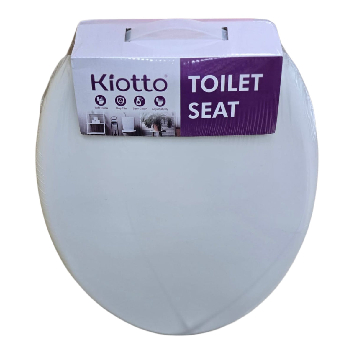 KIOTTO Toilet Seat Plastic Round Soft Close GNT-A023 16.5"-17.5" Adjustable