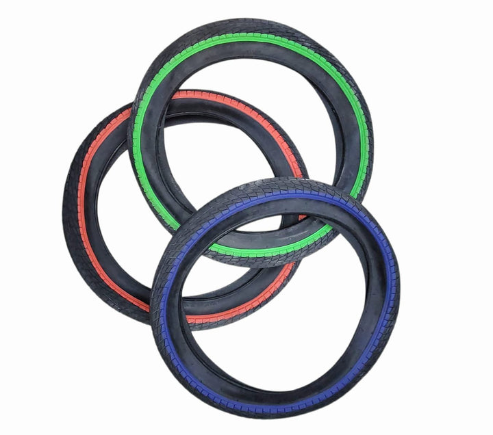 SINGH'S SUNSET Bicycle Tyre 20 X 2.35 Color Edge (Blue, Red, Green)
