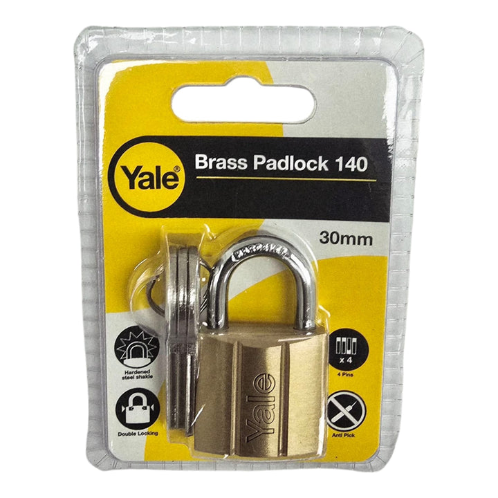 YALE Padlock 30MM V140.30 Brass Plastic Case