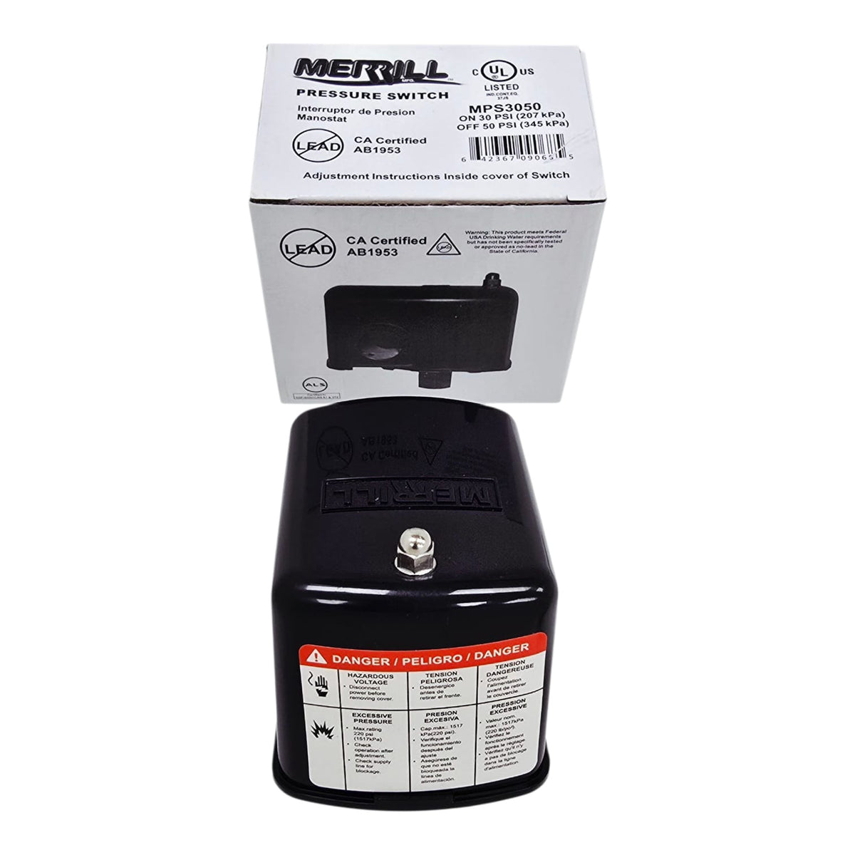 Water Pump Pressure Switch 30/50 Merrill MPS3050