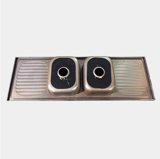 KALIMBA Sink D/BOWL D/DRAIN 21G 59" X 19 5/8" X 7.5" 150X50CM GKS-DBDD15050A with Waste