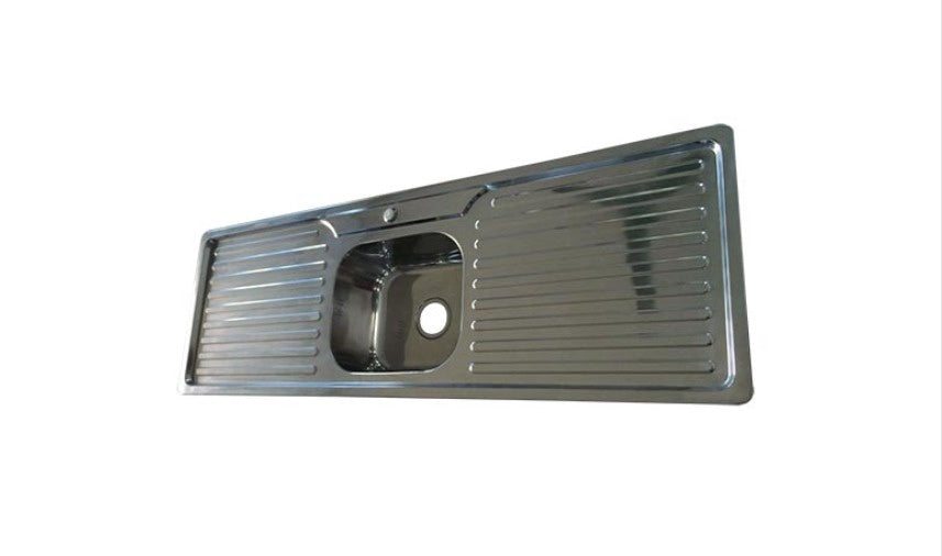 KALIMBA Sink S/BOWL D/DRAIN 21G 59"X19-5/8"X7-1/2" GKS-SBDD15050C with Waste