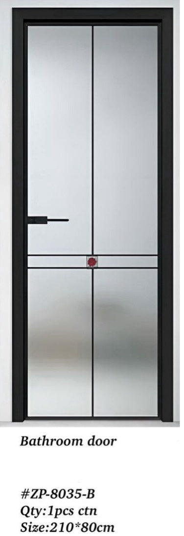 Door Bathroom Aluminum White Frosted Decor Glass #ZP-8035 210X80CM