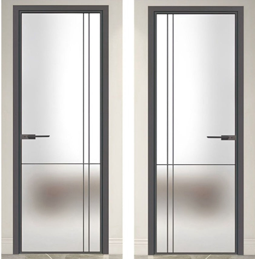 Door Bathroom Aluminum White Frosted Decor Glass #ZP-8030 210X80CM