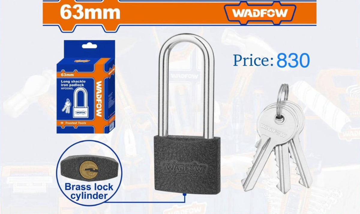 WADFOW Padlock 63MM Iron WPD5560L Long Shackle