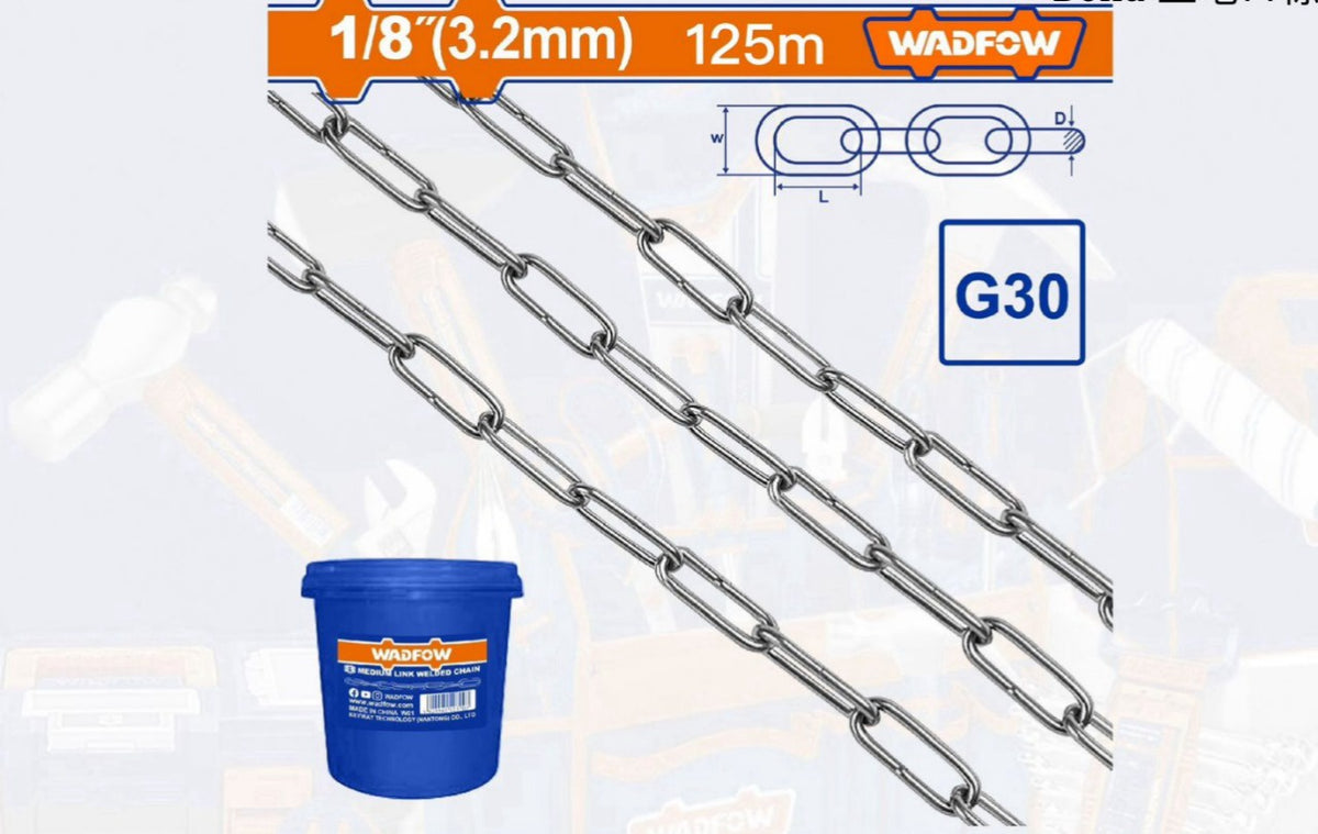 WADFOW Chain 1/8" 6.2MM Silver Color WTLT1B03 Sold by Ft