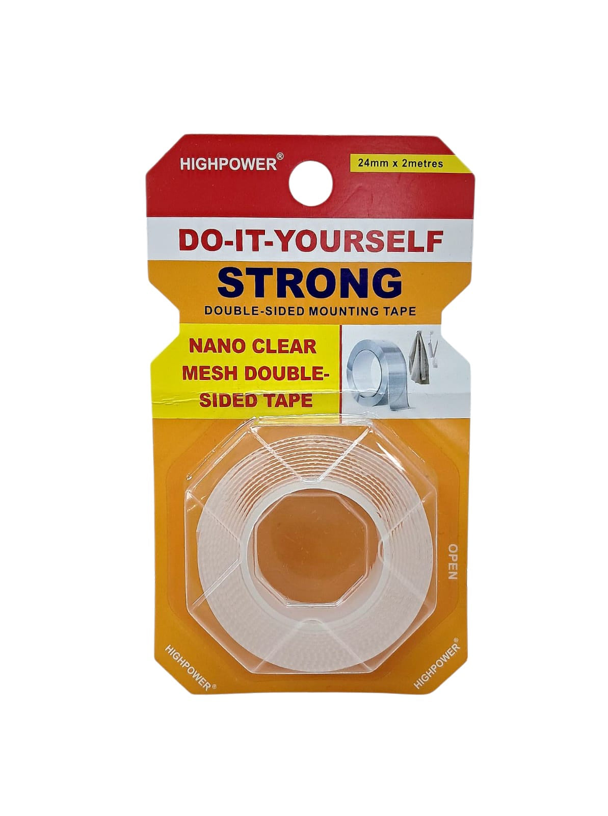 HIGH POWER Tape Double Sided Mesh Clear 24MM X 2 Meters Highpower HP3078