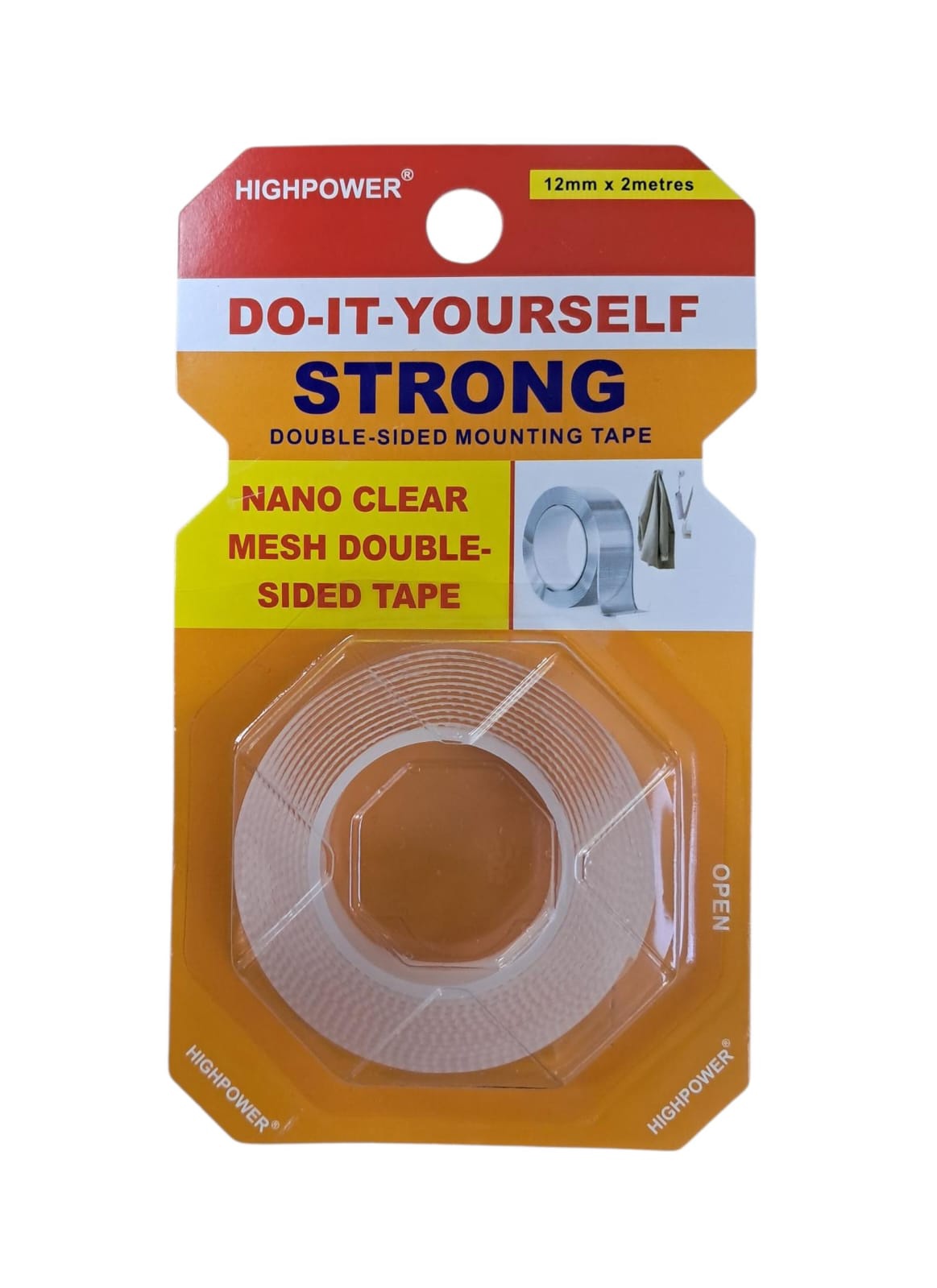 HIGH POWER Tape Double Sided Mesh Clear 12MM X 2 Meters Highpower HP3076