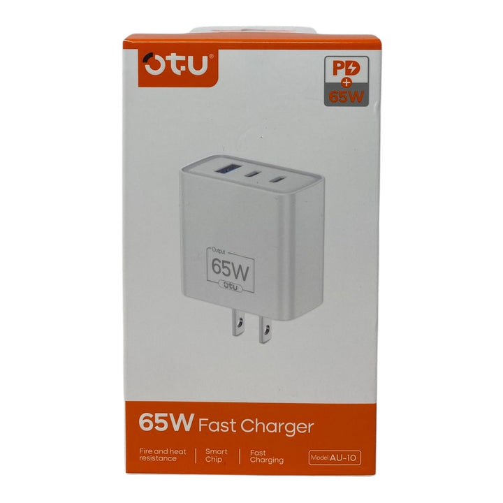 OTU Charger Adapter USB AU-10 65W Tripple Output Smart Fast 2 TYPE-C and 1 USB