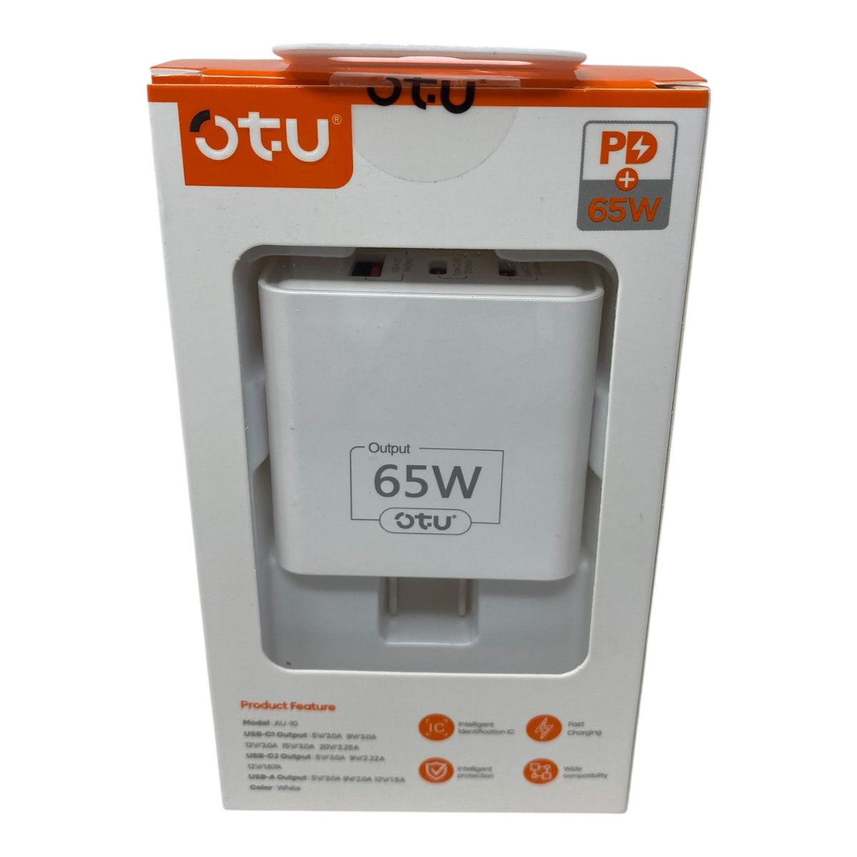 OTU Charger Adapter USB AU-10 65W Tripple Output Smart Fast 2 TYPE-C and 1 USB