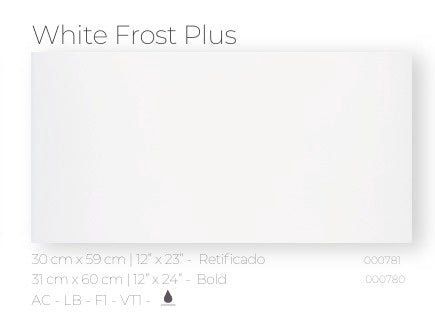 Tile Ceramic 12"X24" 31X60CM White Frost Plus
